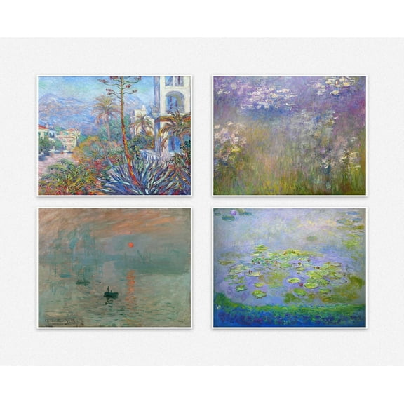 Claude Monet Prints Set of 4 Monet Landscape Paintings