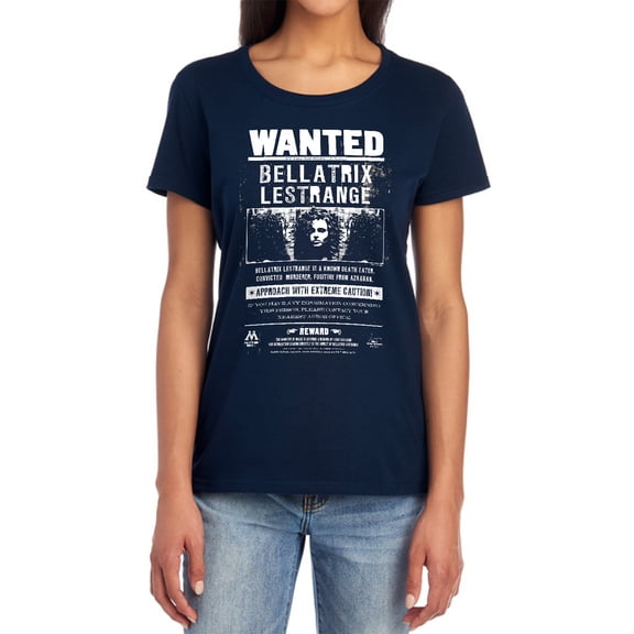 Harry Potter Wanted Bellatrix Women's T Shirt, Navy, Small