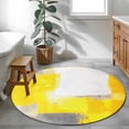 thumbnail image 3 of Round Rugs 3.3Ft, Yellow Gray Round Area Rug Washable Indoor Throw Carpet, Oil Painting Abstract Geometric Modern Soft Non Slip Circle Rug for Laundry Room Patio Home Decor Aesthetic, 3 of 8