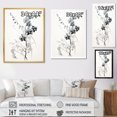 thumbnail image 4 of Designart "Oriental Design Elegant Floral Sketch I" Asian Floater Framed Wall Art Living Room, 4 of 7