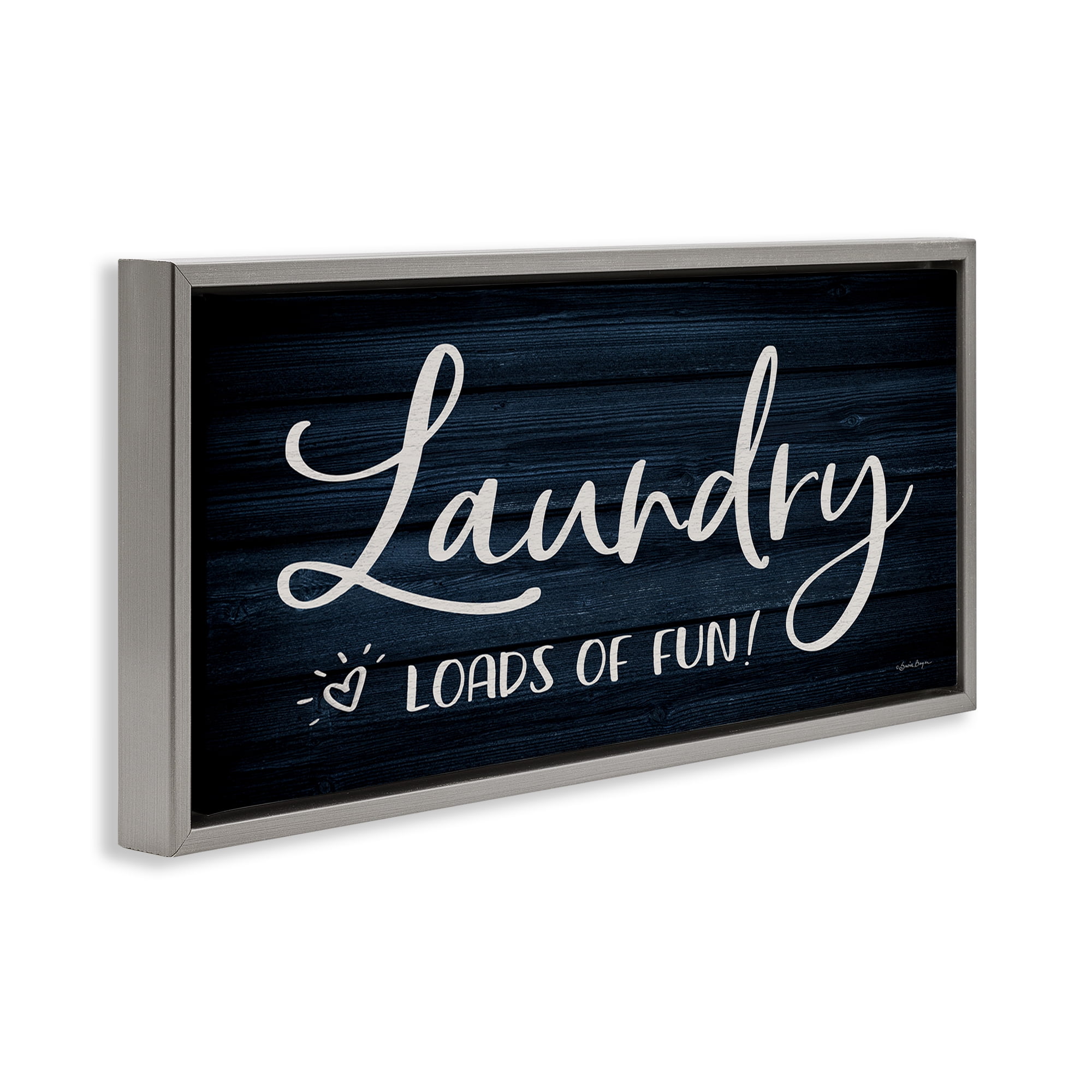 Stupell Industries Loads of Fun Laundry Typography Painting Gray Floater Framed Art Print Wall Art, 31 x 14
