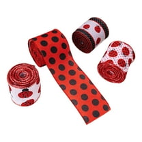 4 Roll Ladybird Ribbon Labybug Ribbon for Gift Wrapping Wreath Crafting Birthday Wedding Parties Decorations, 5Yard/Roll