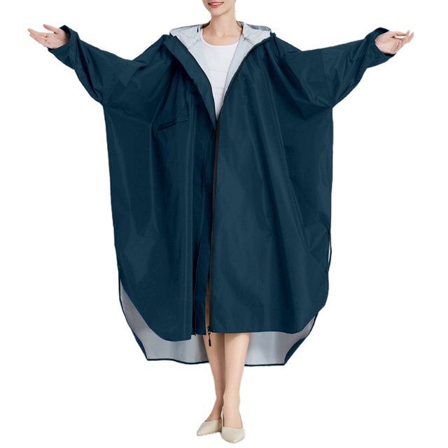 SHIXIAOO Poncho de Pluie pour Adultes Unisexe Long Imperméable Extérieur avec Capuche Matériau PU Léger à la Mode pour Cyclisme Randonnée Voyage Veste Décontractée pour Femmes Grande Taille Gilet Femme Veste à Capuche Automne
