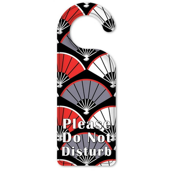 Do Not Disturb Door Knob Hanger Sign - Red, White & Gray Fans