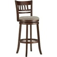 thumbnail image 2 of Weston Home Vertical Design Swivel Dark Cherry Finish Wood Bar Height Stool, Gray Linen, 2 of 2