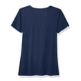 thumbnail image 2 of laiqvcdr Women's T-shirt, Versatile Solid Color Short Sleeved Shirt,Casual Basic Top, Loose Round Neck Tops Navy,Womens Plus M, 2 of 9