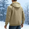 thumbnail image 5 of Sookity Fleece Lined Jackets for Men Cold Outwer and Tall Hooded Jackets Casual Fleece Lined Jacket Men's Heavy Winter Hoodies Coats with Pockets chaquetas de cuero para hombre Beige,L, 5 of 9