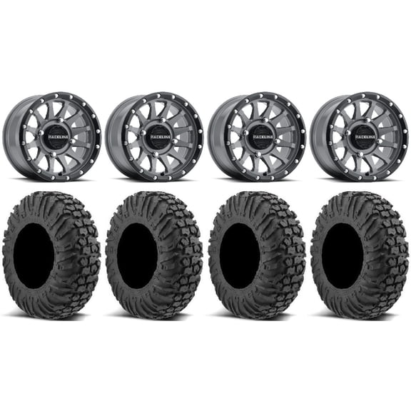 Raceline Trophy 14" Grey Wheels 32" MotoVator Tires Polaris RZR XP 1000 / PRO XP / Ranger XP 900/1000