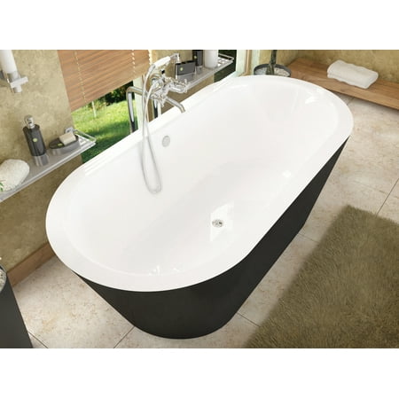 Oval Soaker Tub - Tre 32 in. by 70 in. Freestanding One Piece Soaker Tub, Center Drain
