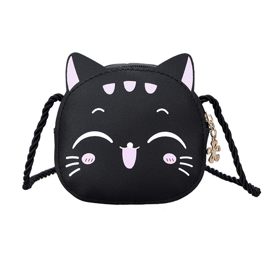 HGYCPP Kids Girl Cat Crossbody PU Leather Cartoon Shoulder Bag Tote Coin  Purse Satchel 