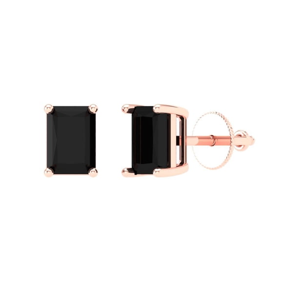 Clara Pucci 1Ct Natural Onyx Emerald Cut VVS1 Screw Back Stud 18k Solid hypoallergenic Gold Designer Earrings For July