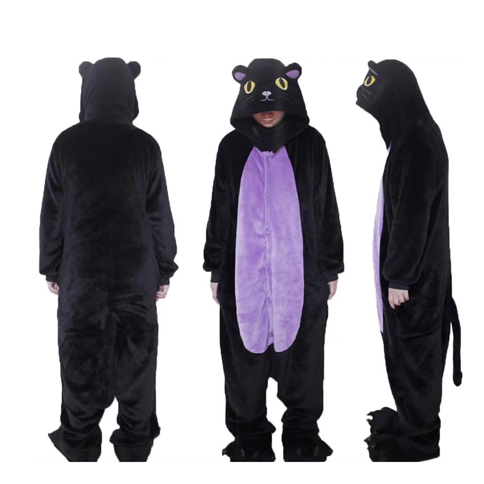 YUEHUA Onesie Animal One Piece Christmas Cat Cost-ume Fleece Hooded Onesie Cute Fuzzy Sleepwear Winter Warm Romper Outfits