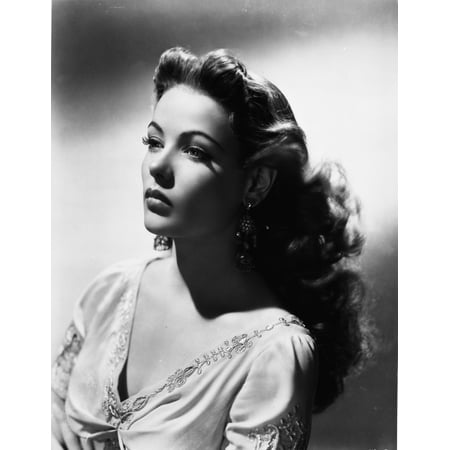 Gene Tierney Portrait In White Dress With White Background Photo