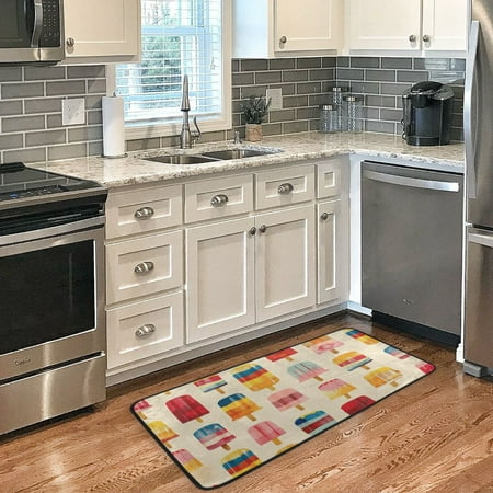 

Long Floor Mat 39x20Inch Kitchen Mat Bathroom Mat Living Room Mat Bedroom Mat Absorbent Delicate Fabric No Ball Do Not Fade Colored Popsicle