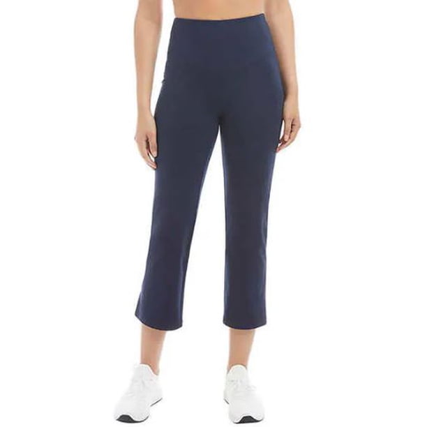 Jockey Ladies' Cropped Slit Flare Yoga Pants, Dark Navy Large