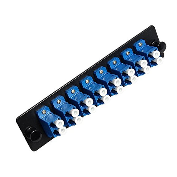 RiteAV LGX Footprint LC Adapter Panel, 8 Ports, Loaded w/8 LC Duplex Singlemode Adapters, Black