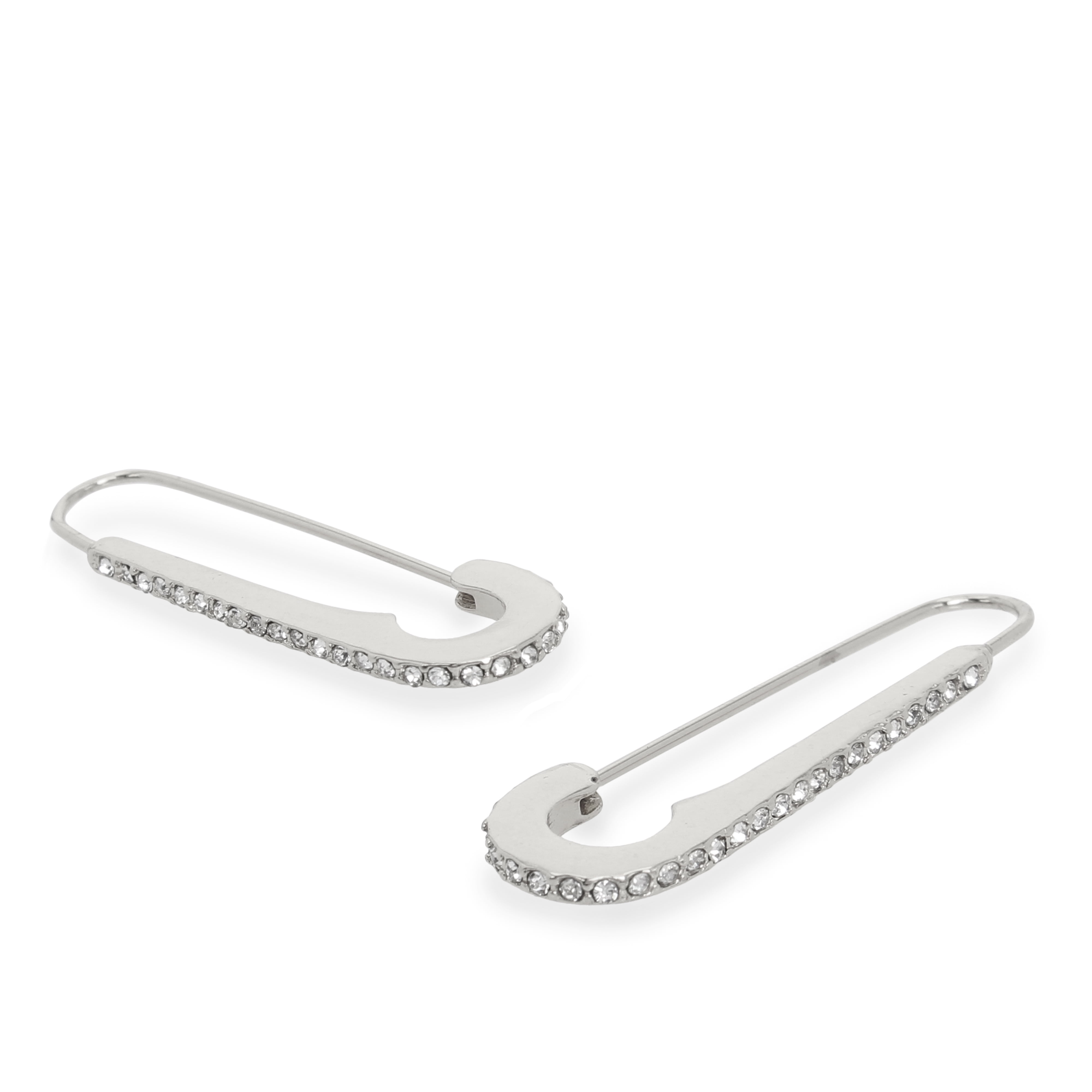 Madden NYC Women's Fashion Rhodium Safety Pin Hoop Earrings