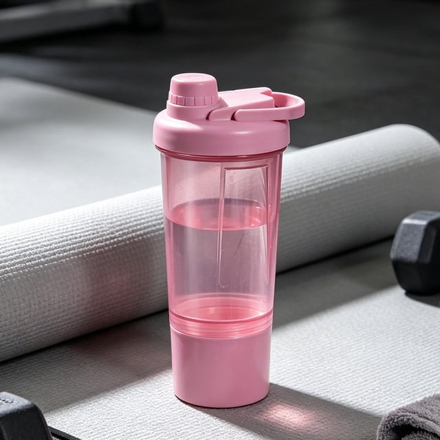 EGNMCR 600ML Handheld Fitness Sports Water Cup Protein Powder Shaking Cup Mixing Cup Equipped With Mixing Tools And Storage Compartments Plastics water cup
