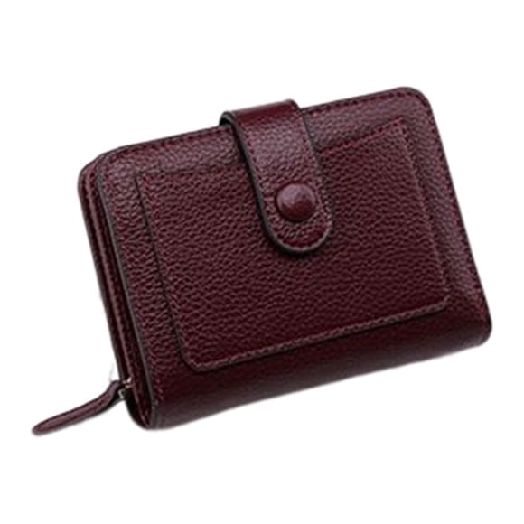 destyer Foldable Leather Wallet Party Portable Money Change Purse Traveling Shopping Credit Card Holder Bag Birthday Gift Purple