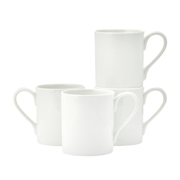 Fitz and Floyd Nevaeh 16 oz White Classic Rim Bone China Mugs (Set of 4)