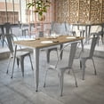 thumbnail image 6 of BizChair Commercial Indoor/Outdoor Dining Table with Umbrella Hole, 30" x 60" All Weather Brown Poly Resin Top and Silver Steel Base, 6 of 10