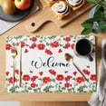 thumbnail image 2 of Red Spring Floral Placemats Set of 6 Welcome Botanical Summer Bee Place Mats Indoor Wipeable Table Mats Washable Cloth Dining Table Placemats for Kitchen Holiday Party Home Decor 13x19 Inch, 2 of 9