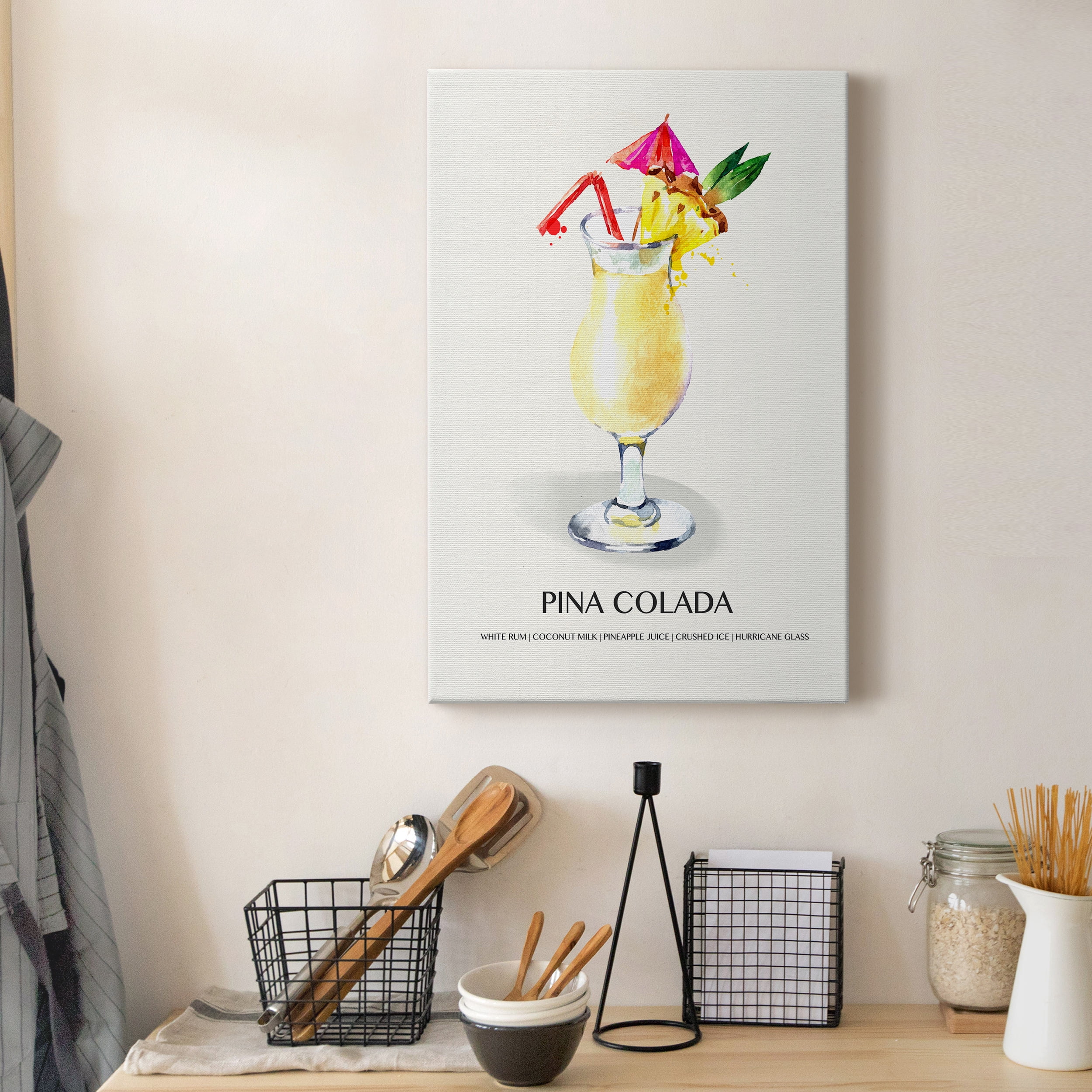 Pina Colada – Tropical Premium Gallery Wrapped Canvas Wall Art, Ready to Hang, Canvas Art Prints
