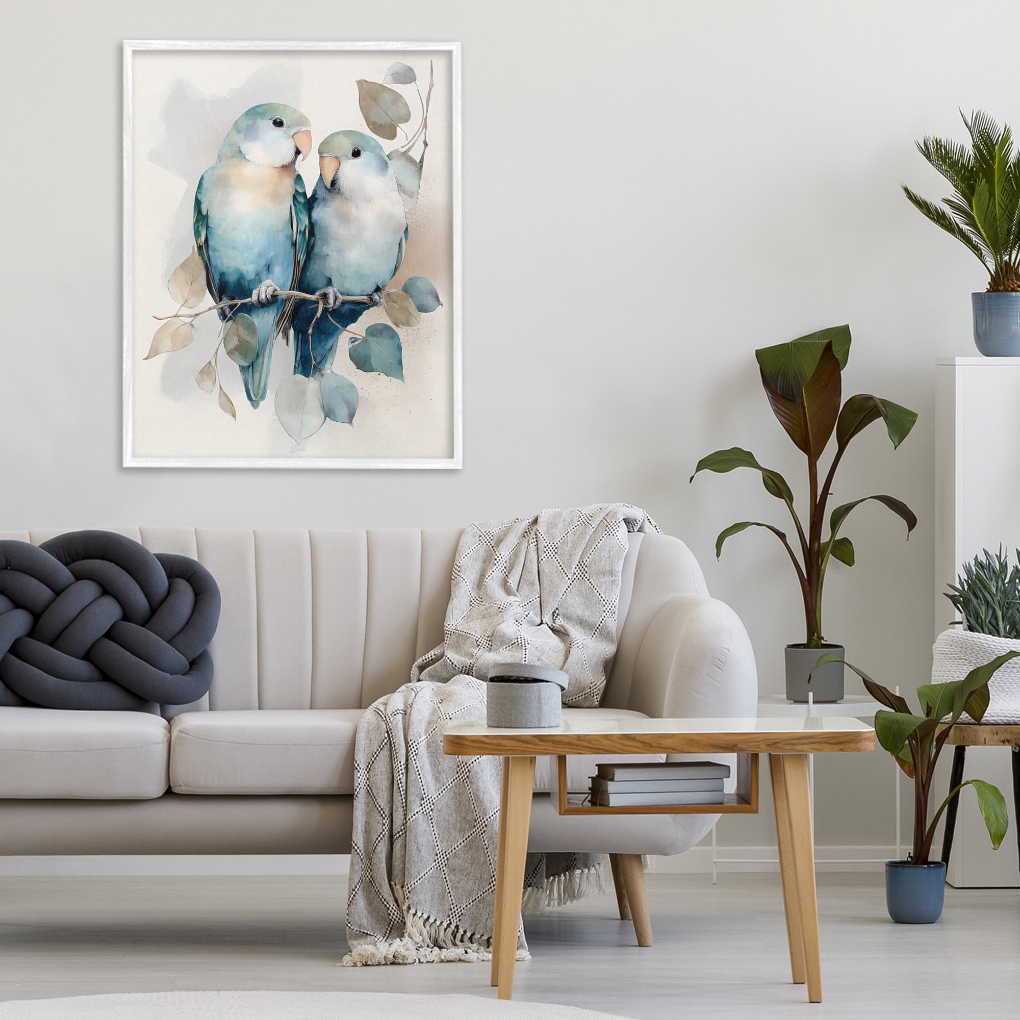 Stupell Industries Blue Bird Lovers White Framed Giclee Art, design by Franklyn Gregory