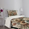 thumbnail image 3 of Ambesonne Floral Quilted Bedspread Set 2 Pcs, Vintage Rustic Bloom Lines, Twin Size, Pale Cinnamon and Sage Green, 3 of 4