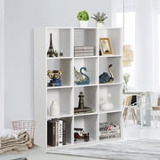 SuperDeal 12 Cube Storage Organizer Wooden Bookshelf Display W/Removable Back Panels White