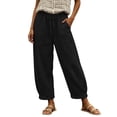thumbnail image 3 of ibiyuan Business Casual Pants for Women Wide Leg Petite Palazzo Pants Breathable Women Trousers Drawstring Lounge Pants Women with Pockets Cropped Spring Summer Vacation Outfits, 3 of 6