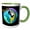 Green/White, variant on 3drose, Blue and Gold Macaw Bruh, 11oz Two-tone Black Mug