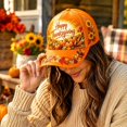 thumbnail image 4 of Voska Thanksgiving Harvest Baseball Cap Adjustable Fall Autumn Turkey Pumpkin Printed Hat Adult Casual Holiday Party Accessory A One Size, 4 of 5