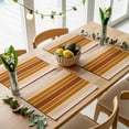 thumbnail image 5 of Burnt Orange Ombre Stripe Placemats for Dinning Table Set of 4, Farmhouse Striped Gradient Burlap Kitchen Place Mats Waterproof Cloth Table Mats, Indoor Outdoor Placemats Easy Clean Dinner Decor, 5 of 8