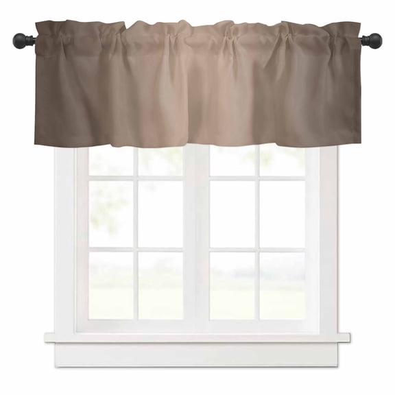 Dark Brown Valances for Windows Ombre Solid Color Gradient Modern Art Rod Pocket Curtain Valance Window Treatment Short Curtains for Kitchen Living Room, 54"x18"