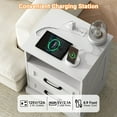 thumbnail image 2 of NEGYLIM Nightstand, Farmhouse End Table with Charging Station, 2 Drawers Storage for Bedroom, 2 of 9