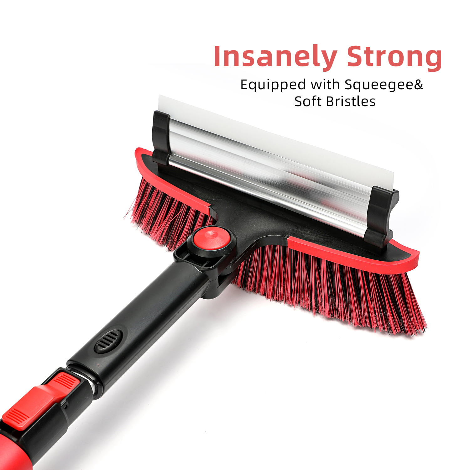 EAROND Ice Scrapers for Car Windshield, 44″-52″ Extendable Snow Brush with  Window Squeegee, 3 in 1 Snow Broom with 180° Pivoting Brush Head and Foam