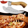 thumbnail image 3 of Cortador de pizza Hacha de corte de pizza de acero inoxidable con cubierta protectora Hacha de pizza duradera con mango de madera Hacha cortadora de pizza a prueba de óxido Rebanadora de pizza multifu, 3 of 11