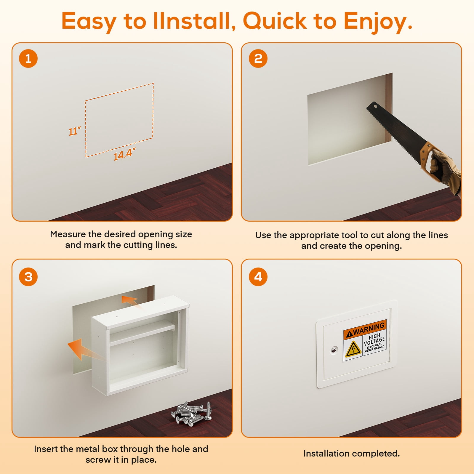 Metateel In-Wall Safe with Disguised Sticker, Heavy Duty Wall Safes Between the Studs, Fits 16-Inch Studs with Key Lock, Hidden Gun Storage for Money and Valuables (White)