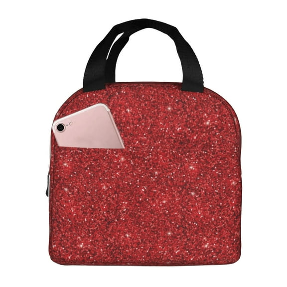 Picia Red Glitter Printed Lunch box Lunch bag for Men Women Large Capacity Lunchbox Reusable Lunch Bags Insulated Lunch Bag Lunch Box Cooler