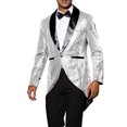 thumbnail image 4 of Esmoquin de lentejuelas brillante INSPIRE CHIC para chaqueta de solapa de hombre para fiestas de boda 2XL Plata, 4 of 5