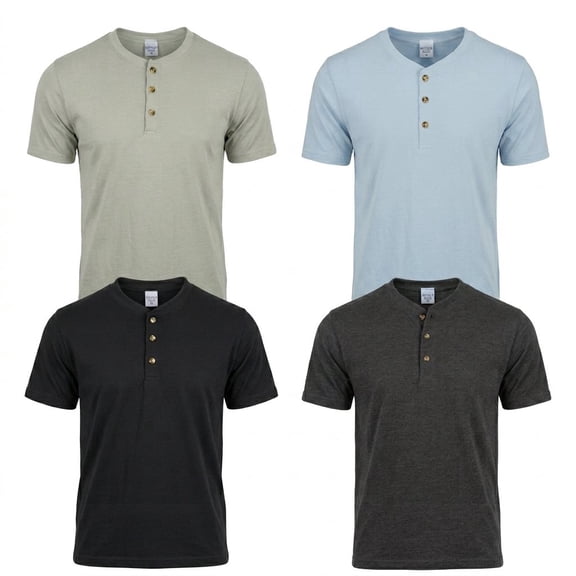 Men's Short Sleeve Regular Fit Causal Henley Cotton T-Shirt Lightweight