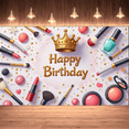 thumbnail image 5 of Cosmetic Design Happy Birthday Banner Makeup Theme Birthday Poster for Party Decoration Celebration Kids, 5 of 5