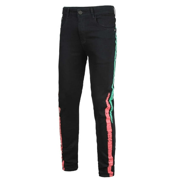 Red stripe on sale black jeans