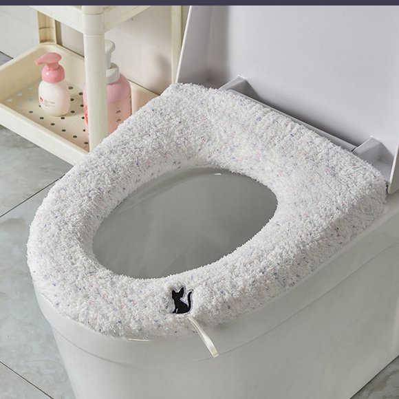 Blateno Polyester Toilet Seat Cushion Warm Cushion Toilet Seat Pad Toilet Mat Cushion Heater Bathroom Toilet Lid Cover Bathroom Toilet Seat Cover