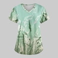 thumbnail image 6 of EHTMSAK Womens Printed Scrub Tops with Pocket Floral V Neck Women Stretch Top Printing Top Green 5X, 6 of 7