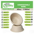 thumbnail image 2 of [100 Pack] 40 oz Round Disposable Compostable Paper Bowls Heavy-Duty, Eco-Friendly Natural Bagasse Unbleached, Heat Resistant, 100% Biodegradable Salad Bowls Alternative to Plastic, 2 of 9