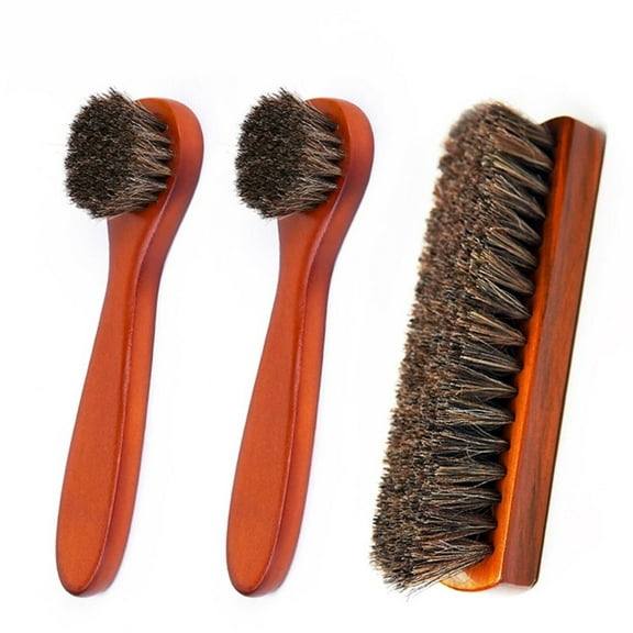 FACEGA 3Pcs Shoe Shine Kit,Deep Leather Care Shoe Brush,Gentle Polishing Shoe Brushes for Cleaning