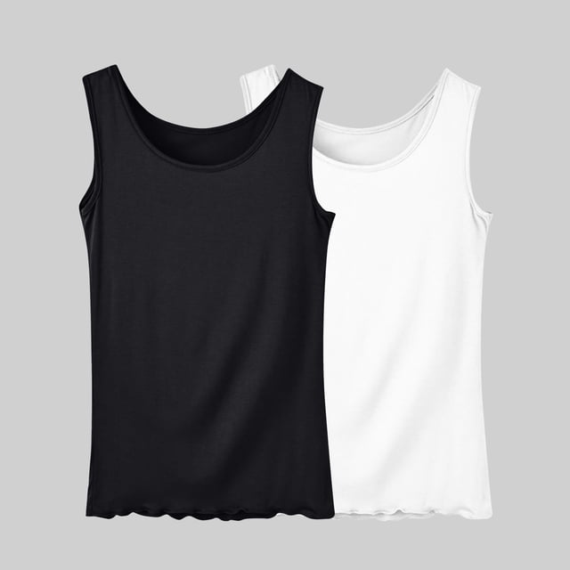 Puntoco Camisetas sin mangas ajustadas para mujer Camiseta sin mangas de cuello redondo de color sólido de moda informal grande de verano para mujer