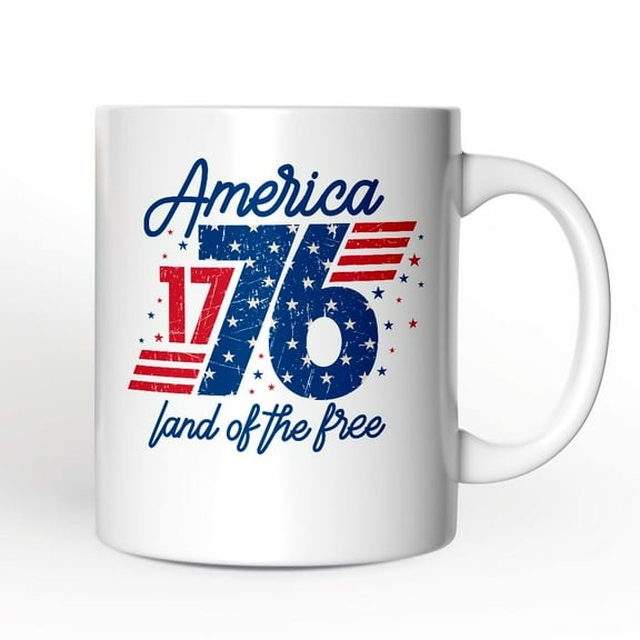 America 1776 Land of the Free Personalized Mug, Vintage 4th of July Gift with Custom Name